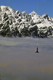 Heli Bungy in front of The Remarkables