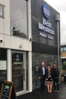 BW MD Graham Perry, Best Western Alpine Hotel GM Eunice Lee, BW Regional Manager NZ, Andrew Belsham