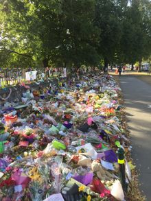 Road of flower tributes, Christchurch