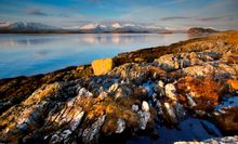 Dramatic Evening Light From Eriska To Morvern Hills
