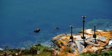 Cruceiro, stone crosses by the coast on the Sea of Arousa Camino Espiritual route to Santiago.