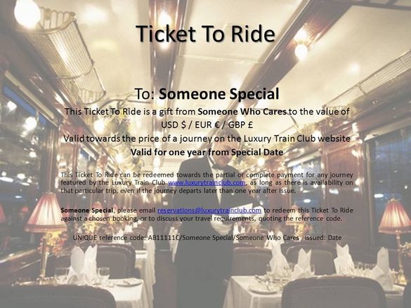 Festive Ticket To Ride Gift Vouchers