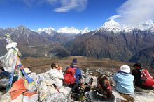 Views of Everest from Kongde at 4250 metres