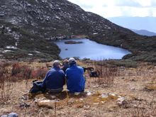 We pass high mountain lakes - Bhutan Druk Path Trek