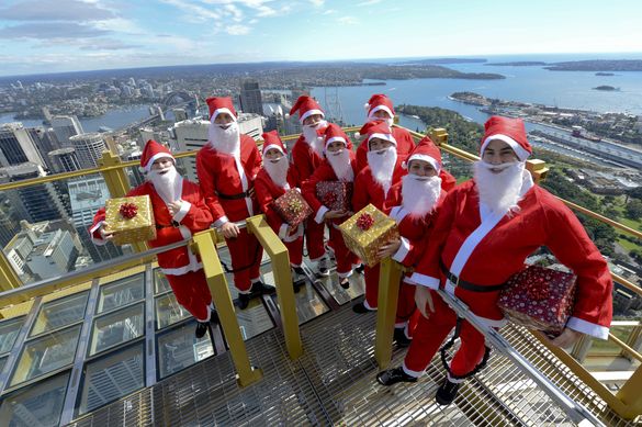 Santas are checking out the view on SKYWALK