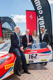 Minister for Sport, Gabrielle Upton, with L-R Andrew Leithead, President, Australian Racing Drivers Club (ARDC), Herbert Applero