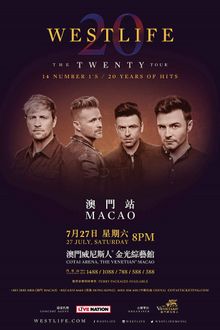 Westlife The Twenty Tour 澳門站 將於2019年7月27日在澳門威尼斯人金光綜藝館首度舉行。 