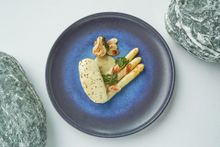 Pike perch fillet with beurre blanc, white asparagus (on Le French GourMay Menu at Rech by Alain Ducasse