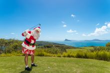 Santa tees off at Dent Island in The Whitsundays