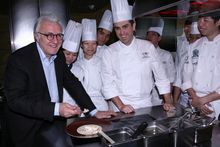 Alain Ducasse with Hong Kong Student Chefs in the SPOON Kitchen at InterContinental Hong Kong