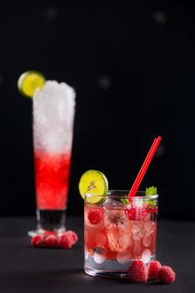 Festive cocktails Short glass: Santa on Ice Long glass: Winter Crusher