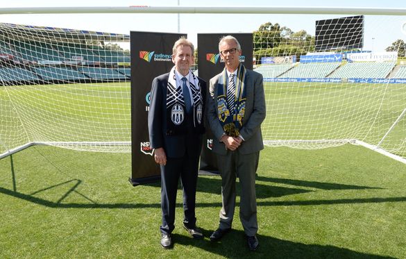NSW Premier Barry O\'Farrell and FFA CEO David Gallop