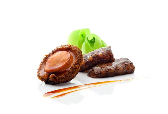 Braised abalone and sea cucumber in oyster jus on Cuisine Cuisine\'s Spring Dinner Menu