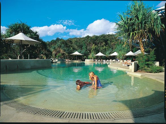 The pool at Kingfisher Bay Resort is designed to look like K'gari\\\\