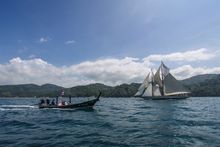 : traditional sail and power in Kata Bay, Phuket