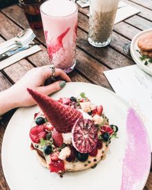 The image of 'The unicorn waffle' from Space Kitchen that graces the cover of Canberra's Events Guide for summer.