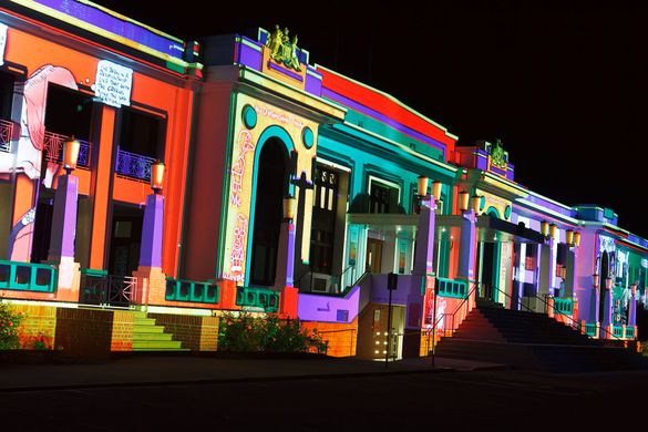 The Electric Canvas created the artwork projected on the Museum of Australian Democracy.