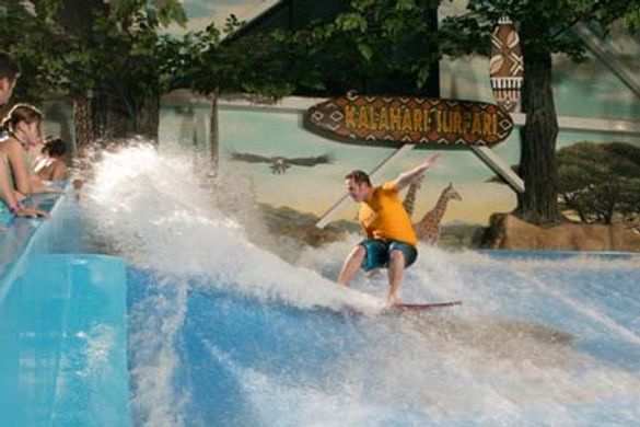 Surfing indoors at Kalahari 