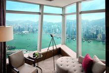 The Ritz-Carlton Hong Kong, interior room with view of harbor and city