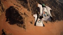 Scott Paterson and Chris 'Douggs' McDougall in their specially designed Wingsuits