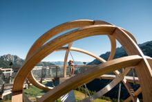 The big walk on sun-dial on Mt. Elfer in Neustift, Stubai Valley