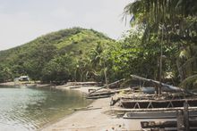 Sailou canoes on the shore