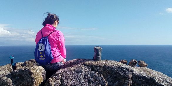 Pilgrim at Cape Fisterra, Camino de Santiago