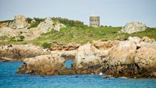 Aussicht auf die L’Ancresse-Bucht im Norden von Guernsey 