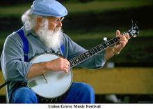A banjo player at the fiddler's convention in Union Grove.