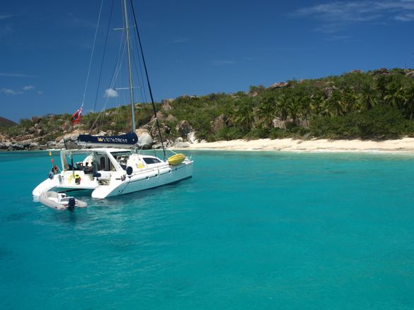 V Dream Anchored In Trunk Bay