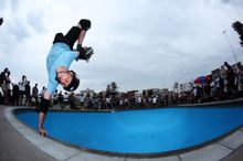 Tony Hawk at Bondi Skate Park. Photo credit Dean Tirkot
