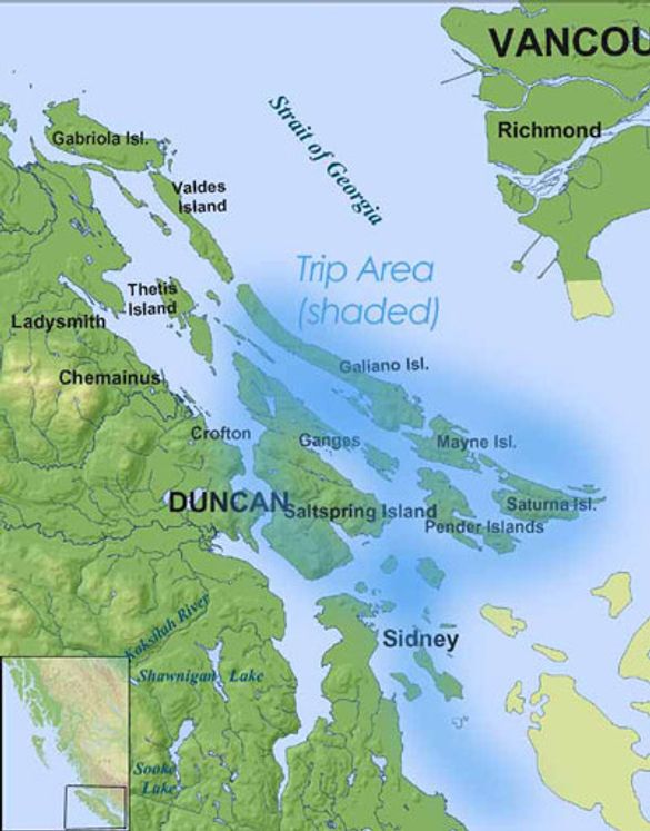 Gulf Islands, BC, between Vancouver, Victoria and Seattle, WA