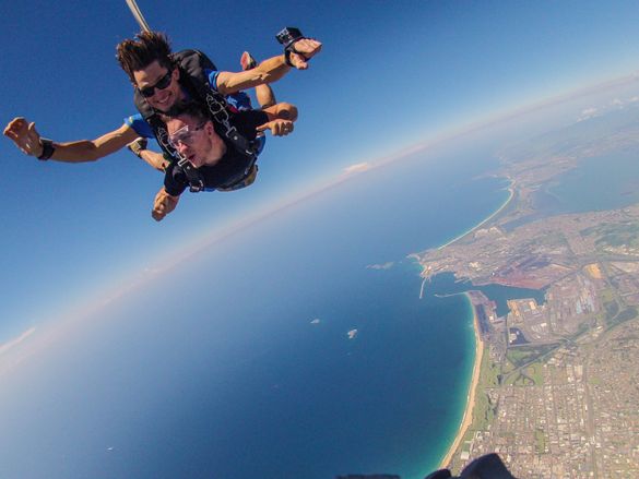 NSW\'s Chief Funster skydiving in Wollongong