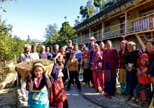 Villagers congregate to say goodbye - Teksingh Guesthouse. Inntravel in Nepal. 