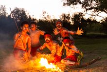 Mandingalbay Yidinji Dancers perform at the Deadly Dinner.