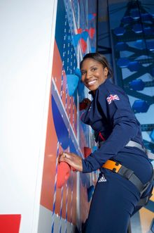 Denise Lewis tackles the Crazy Climber at Haven's Craig Tara Holiday Park