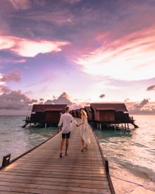 wooden walkway maldives