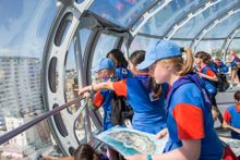 Girl Guides enjoying the view from British Airways i360 Viewing Tower, Brighton