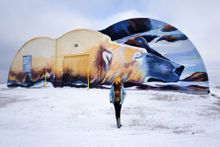 Outside of Churchill's Polar Bear Holding Facility, also known as the 