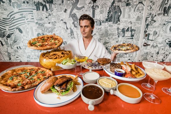 Antoni Porowski makes a mukbang video at W Washington DC (Credit: Courtesy of W Hotels Worldwide)