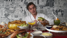 Queer Eye's Antoni Porowski chows down at W Washington DC in his own mukbang video (Credit: Courtesy of W Hotels Worldwide)