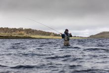 Fly fishing at Little Pine Lagoon Tasmania