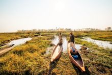 Local polers, Okavango Delta, Botswana