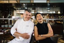 Racines' Executive Chef Jean-Charles Dubois alongside famed author and cook Audra Morrice