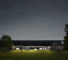 Draft Bauhaus Museum Dessau, View City Park at night