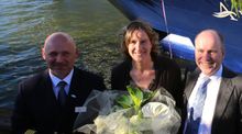left to right is Laszlo Frey, Avalon Poetry II Captain; Katherine Grainger, Avalon Poetry godmother; Alan MacLean; Avalon Waterw