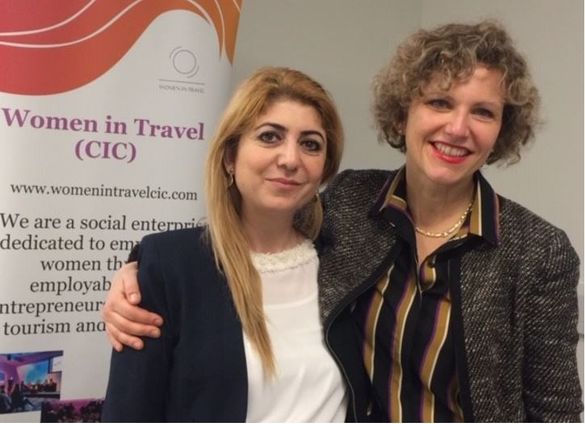 (from left to right) Ghazal Ahmad, who took part in Women in Travel's Women Returners programme, with Alessandra Alonso, founder of Women in Travel (CIC)