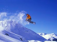 Catching air on teh slopes in California