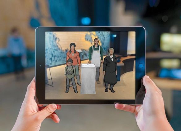 Augmented makes images and animations appear on the floor in front of visitors. 