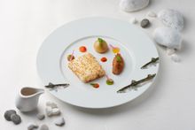 Rech by Alain Ducasse - Basquaise-style line caught sea bass on the Aquitaine Coastal Tour de France Menu. 